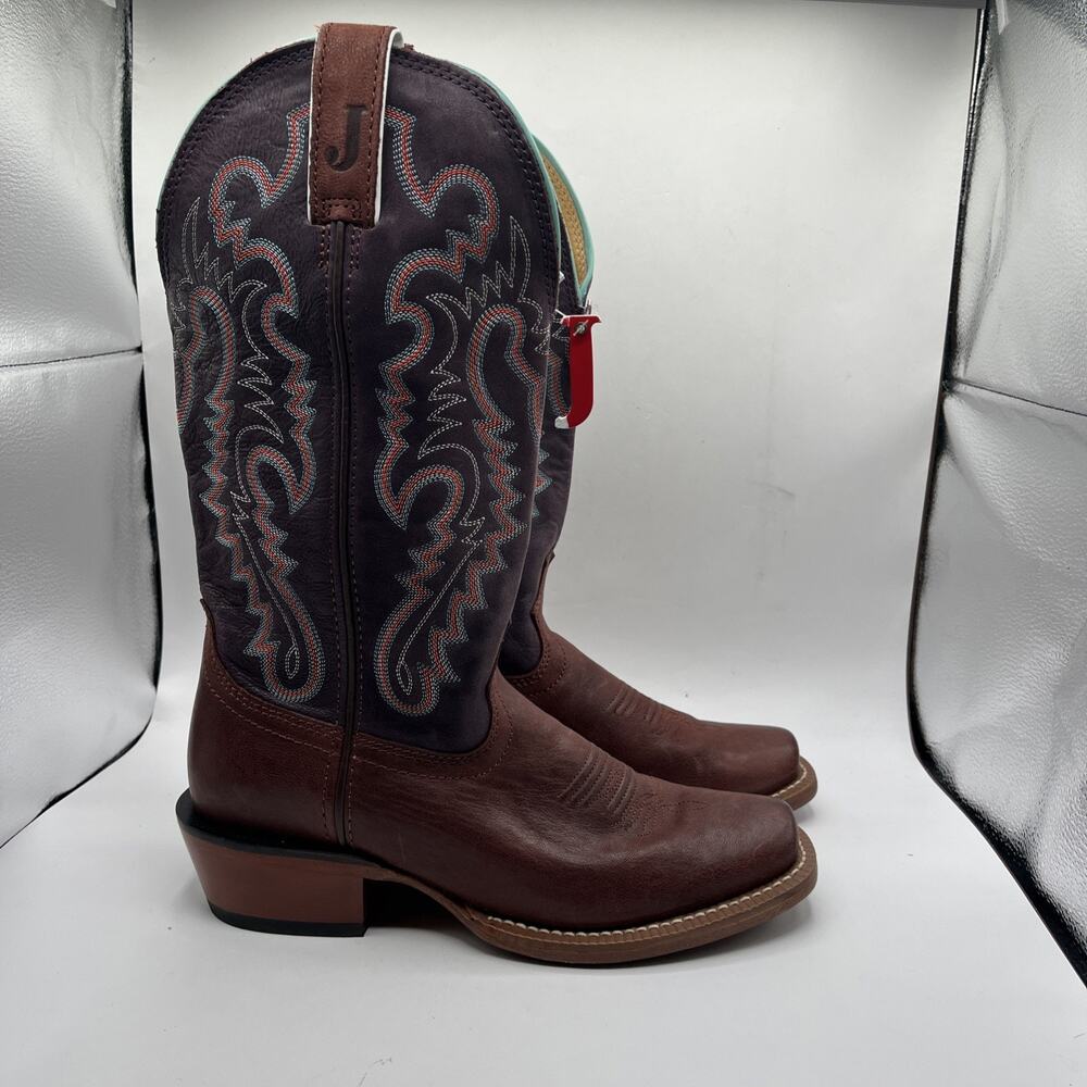 JUSTIN Breaking News WOMEN'S Western Leather Boots Brown Burgundy Sz 9.5 B